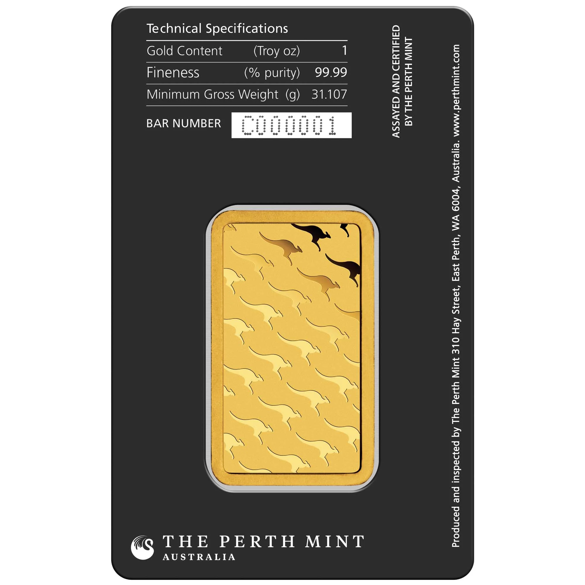 Kangaroo 1oz Gold Minted Bar - Image 2