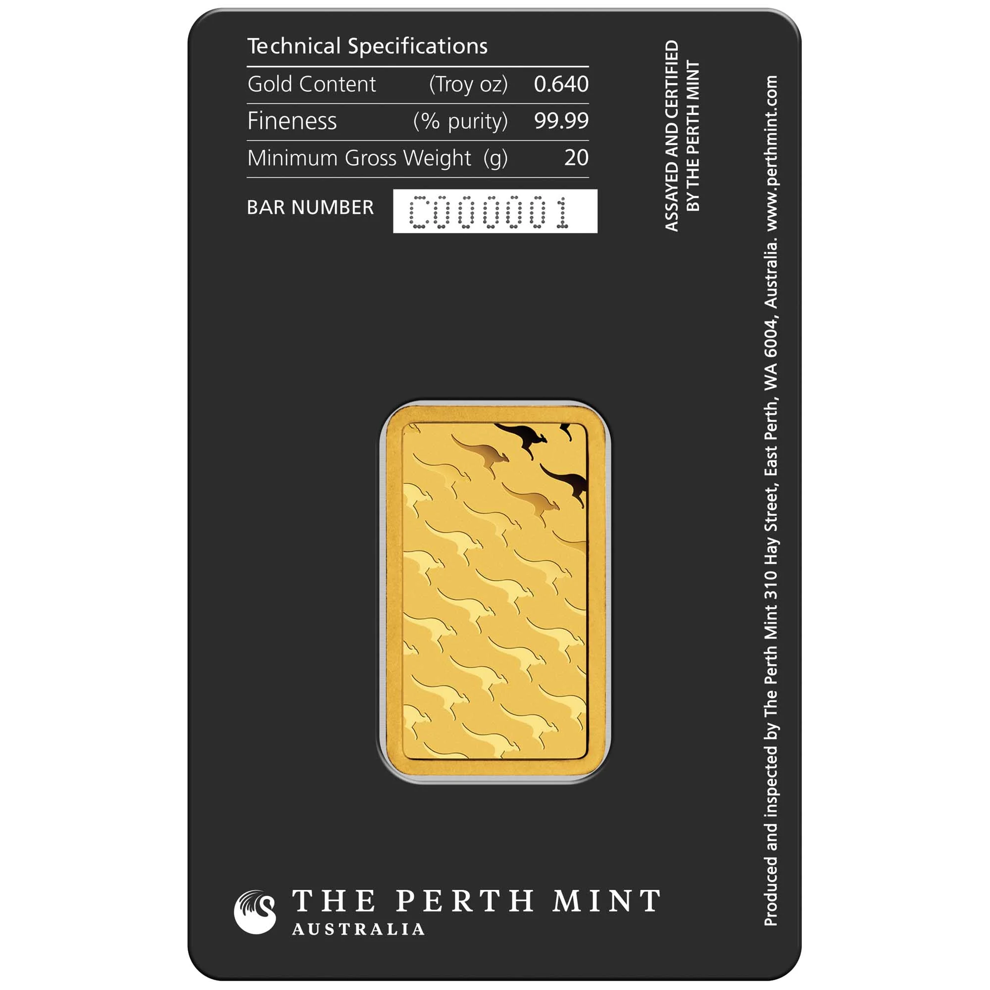 Kangaroo 20g Gold Minted Bar - Image 2